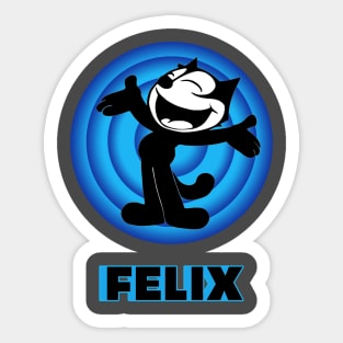 Felix the Cat Cartoon Arms Outstretched Blue Vintage Retro Sticker